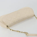 Christian Dior Canage Chain Shoulder Bag Leather Ivory Gold Auth 183173SAV-6