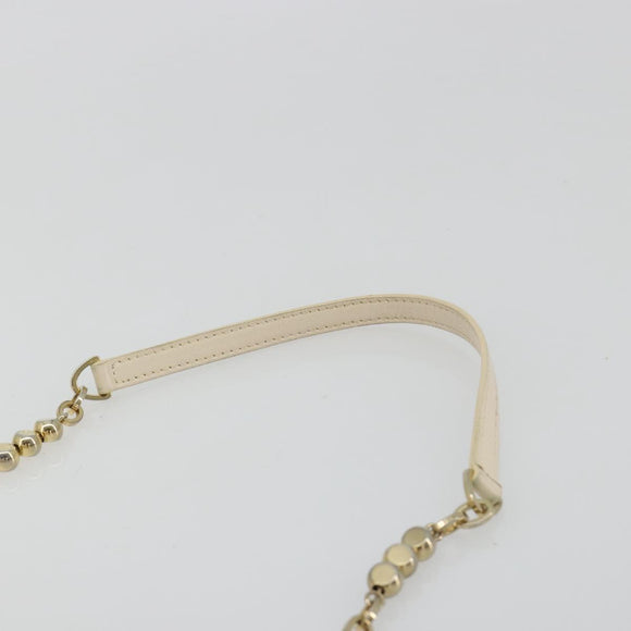 Christian Dior Canage Chain Shoulder Bag Leather Ivory Gold Auth 183173SAV