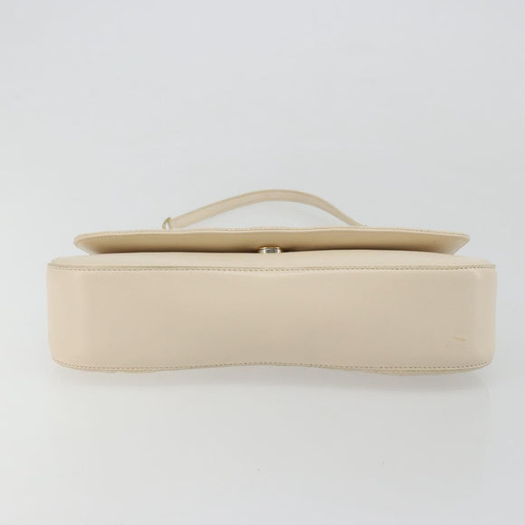 Christian Dior Canage Chain Shoulder Bag Leather Ivory Gold Auth 183173SAV