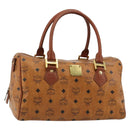 MCM Vicetos Logogram Hand Bag PVC Leather Brown Gold Auth 183174-1