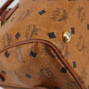 MCM Vicetos Logogram Hand Bag PVC Leather Brown Gold Auth 183174-14