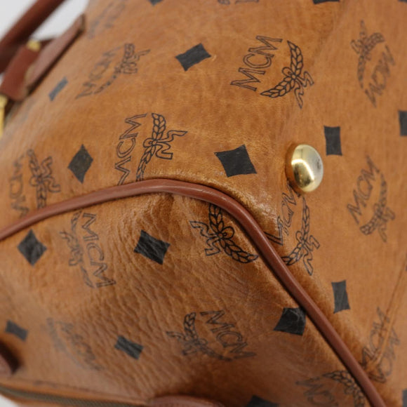 MCM Vicetos Logogram Hand Bag PVC Leather Brown Gold Auth 183174