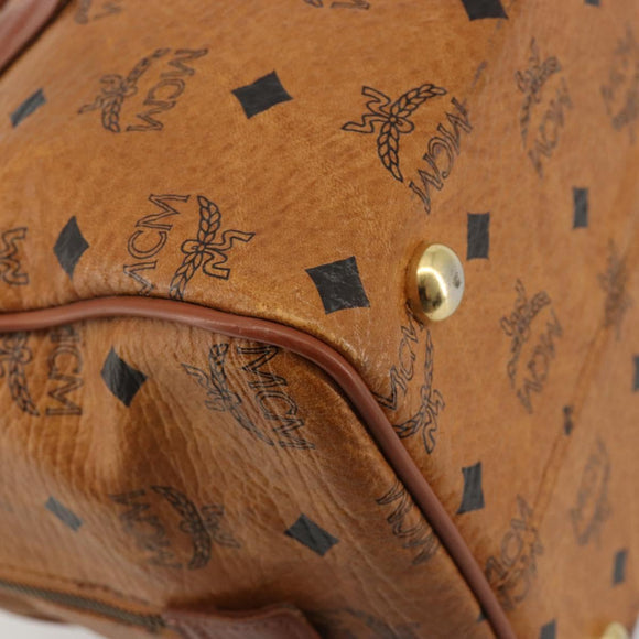 MCM Vicetos Logogram Hand Bag PVC Leather Brown Gold Auth 183174