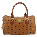 MCM Vicetos Logogram Hand Bag PVC Leather Brown Gold Auth 183174-13