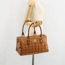 MCM Vicetos Logogram Hand Bag PVC Leather Brown Gold Auth 183174-23