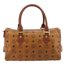 MCM Vicetos Logogram Hand Bag PVC Leather Brown Gold Auth 183174-2