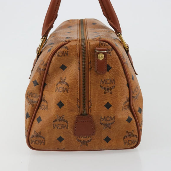 MCM Vicetos Logogram Hand Bag PVC Leather Brown Gold Auth 183174