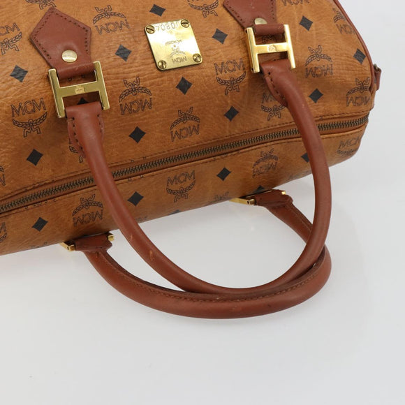 MCM Vicetos Logogram Hand Bag PVC Leather Brown Gold Auth 183174