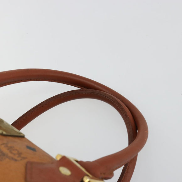 MCM Vicetos Logogram Hand Bag PVC Leather Brown Gold Auth 183174