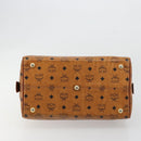 MCM Vicetos Logogram Hand Bag PVC Leather Brown Gold Auth 183174-5