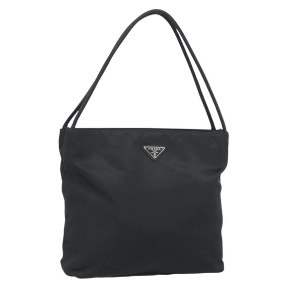 PRADA Hand Bag Nylon Black Silver Auth 183188A