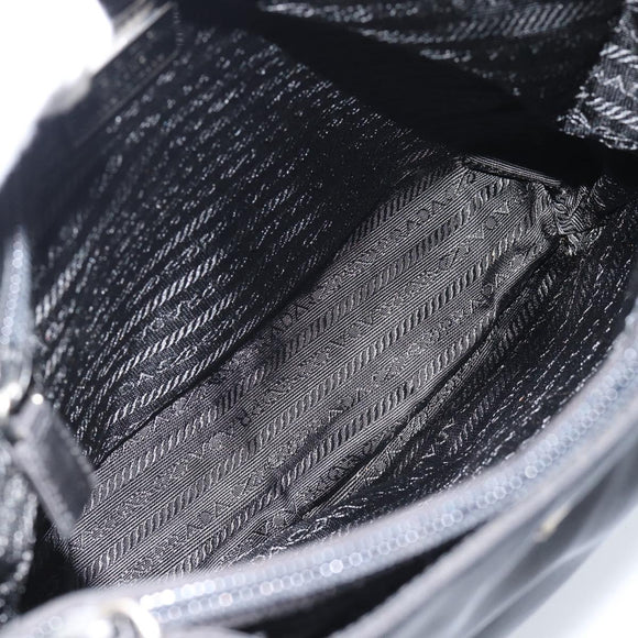 PRADA Hand Bag Nylon Black Silver Auth 183188A