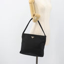 PRADA Hand Bag Nylon Black Silver Auth 183188A-25