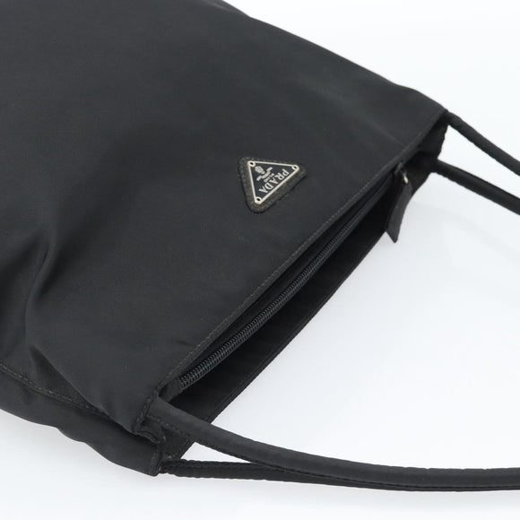 PRADA Hand Bag Nylon Black Silver Auth 183188A