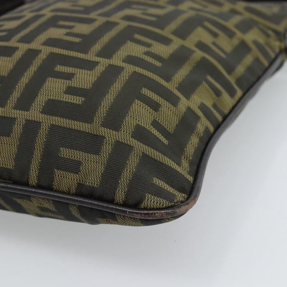 FENDI Zucca Canvas Shoulder Bag Black Brown Auth 183189