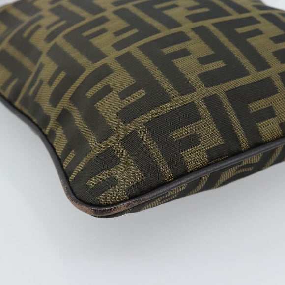 FENDI Zucca Canvas Shoulder Bag Black Brown Auth 183189