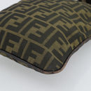 FENDI Zucca Canvas Shoulder Bag Black Brown Auth 183189-16