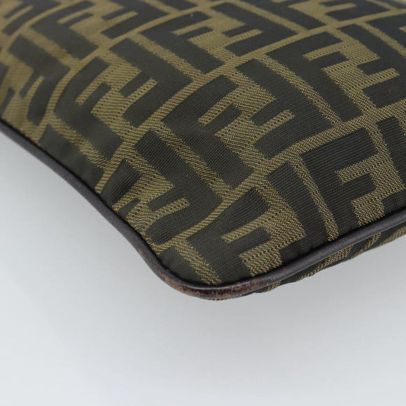 FENDI Zucca Canvas Shoulder Bag Black Brown Auth 183189