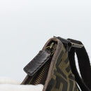 FENDI Zucca Canvas Shoulder Bag Black Brown Auth 183189-10