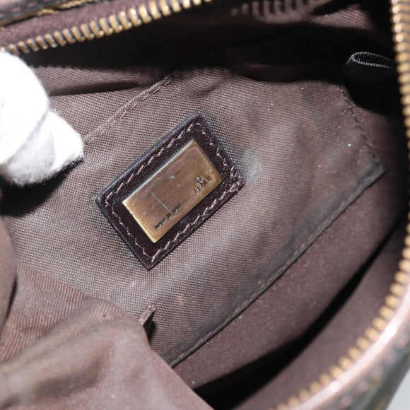 FENDI Zucca Canvas Shoulder Bag Black Brown Auth 183189