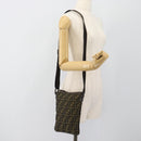 FENDI Zucca Canvas Shoulder Bag Black Brown Auth 183189-22