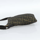 FENDI Zucca Canvas Shoulder Bag Black Brown Auth 183189-3