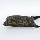 FENDI Zucca Canvas Shoulder Bag Black Brown Auth 183189-4