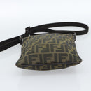 FENDI Zucca Canvas Shoulder Bag Black Brown Auth 183189-5