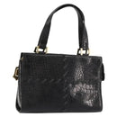 SAINT LAURENT Hand Bag Embossed leather Black Gold Auth 183192A-1