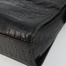 SAINT LAURENT Hand Bag Embossed leather Black Gold Auth 183192A-14