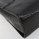 SAINT LAURENT Hand Bag Embossed leather Black Gold Auth 183192A-15