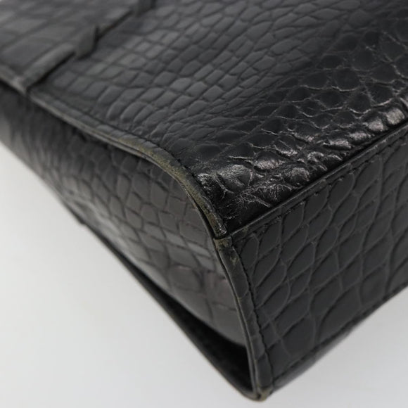 SAINT LAURENT Hand Bag Embossed leather Black Gold Auth 183192A