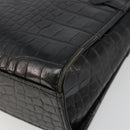 SAINT LAURENT Hand Bag Embossed leather Black Gold Auth 183192A-16