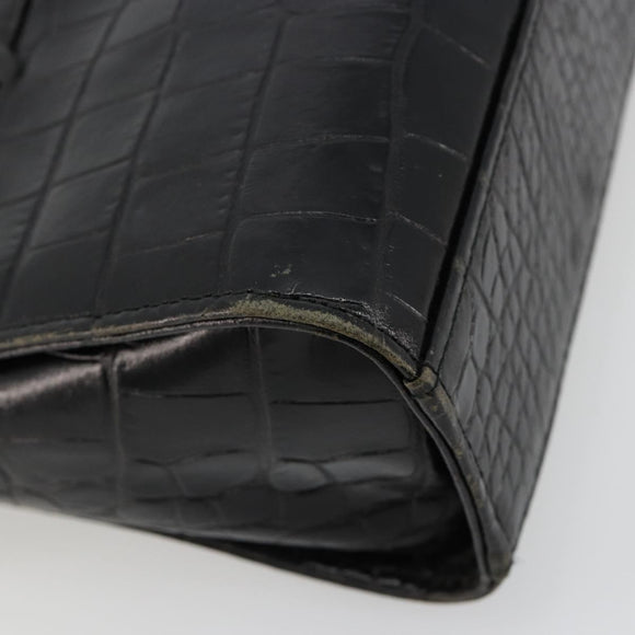 SAINT LAURENT Hand Bag Embossed leather Black Gold Auth 183192A
