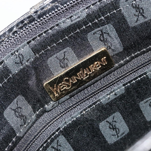 SAINT LAURENT Hand Bag Embossed leather Black Gold Auth 183192A