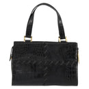 SAINT LAURENT Hand Bag Embossed leather Black Gold Auth 183192A-2