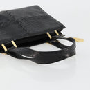 SAINT LAURENT Hand Bag Embossed leather Black Gold Auth 183192A-7