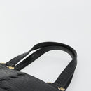 SAINT LAURENT Hand Bag Embossed leather Black Gold Auth 183192A-8