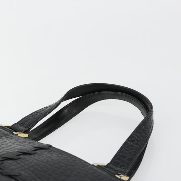 SAINT LAURENT Hand Bag Embossed leather Black Gold Auth 183192A