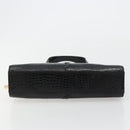 SAINT LAURENT Hand Bag Embossed leather Black Gold Auth 183192A-5