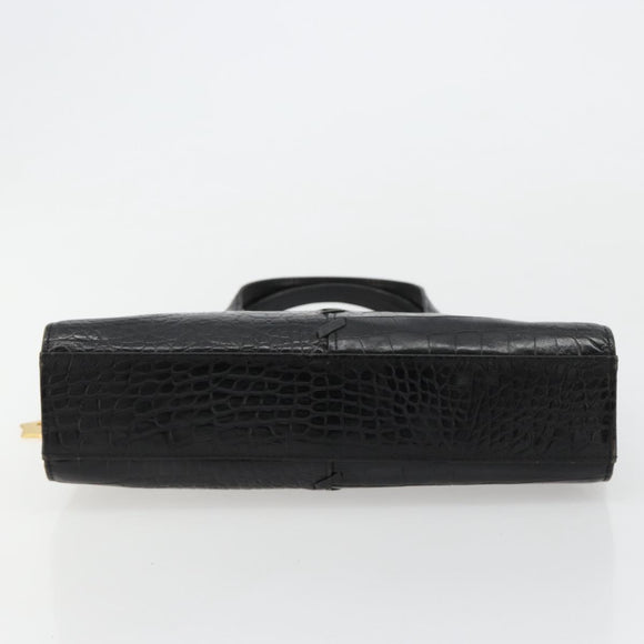 SAINT LAURENT Hand Bag Embossed leather Black Gold Auth 183192A