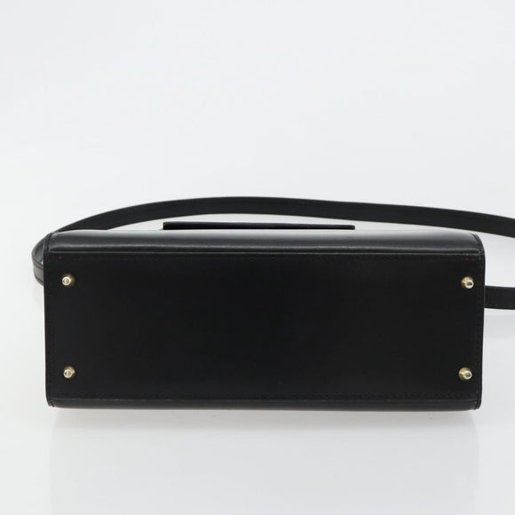 CELINE Handtasche Leder 2-Wege Schwarz Gold Auth 183194SAV