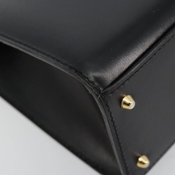 CELINE Handtasche Leder 2-Wege Schwarz Gold Auth 183194SAV