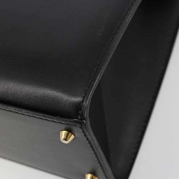 CELINE Handtasche Leder 2-Wege Schwarz Gold Auth 183194SAV