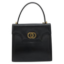 CELINE Handtasche Leder 2-Wege Schwarz Gold Auth 183194SAV-2