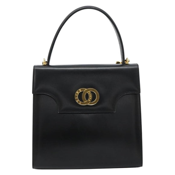 CELINE Handtasche Leder 2-Wege Schwarz Gold Auth 183194SAV