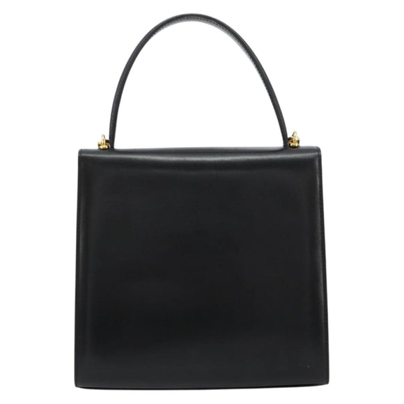 CELINE Handtasche Leder 2-Wege Schwarz Gold Auth 183194SAV