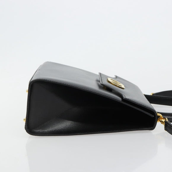CELINE Handtasche Leder 2-Wege Schwarz Gold Auth 183194SAV
