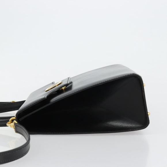 CELINE Handtasche Leder 2-Wege Schwarz Gold Auth 183194SAV