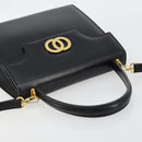 CELINE Handtasche Leder 2-Wege Schwarz Gold Auth 183194SAV-6